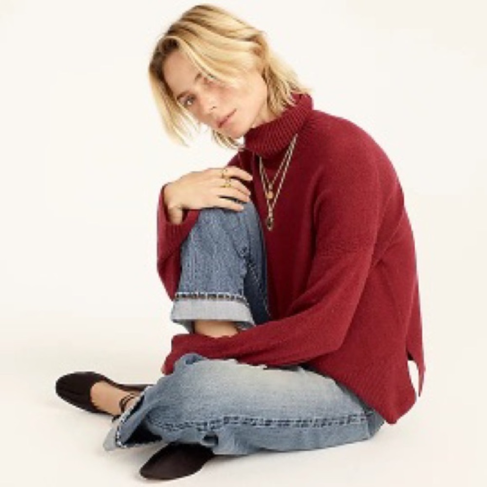 NWT, JCrew Turtleneck Sweater, Sz S, Maroon